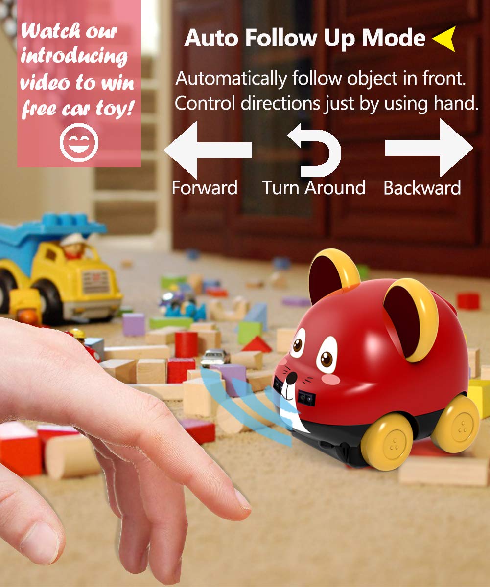 POWERbeast Toddler Toy Cars with Hand Control,Auto Follow,Obstacle Avoidance,Remote Control Car for Boys and Girls Toy,Ideal Gifts for Toddlers,Baby,Children