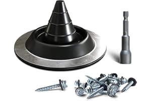 VIVIDA #0 EPDM Metal Roof Pipe Flashing Boot, Flexible Roof Jack Flashing Boot for Pipe OD 0" to 1-3/8", Screws & Hex Socket Included, Black, 1 Pack