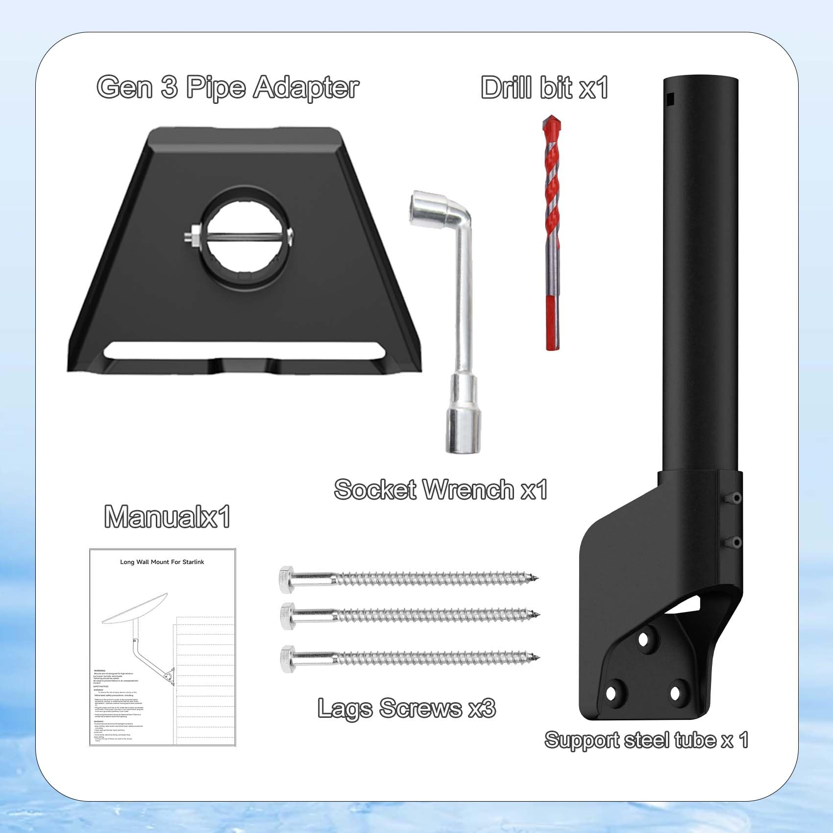 Starlink Gen 3 Mount - 360 Rotatable Roof & Wall Mount Kit for V3 Starlink Standard Dish