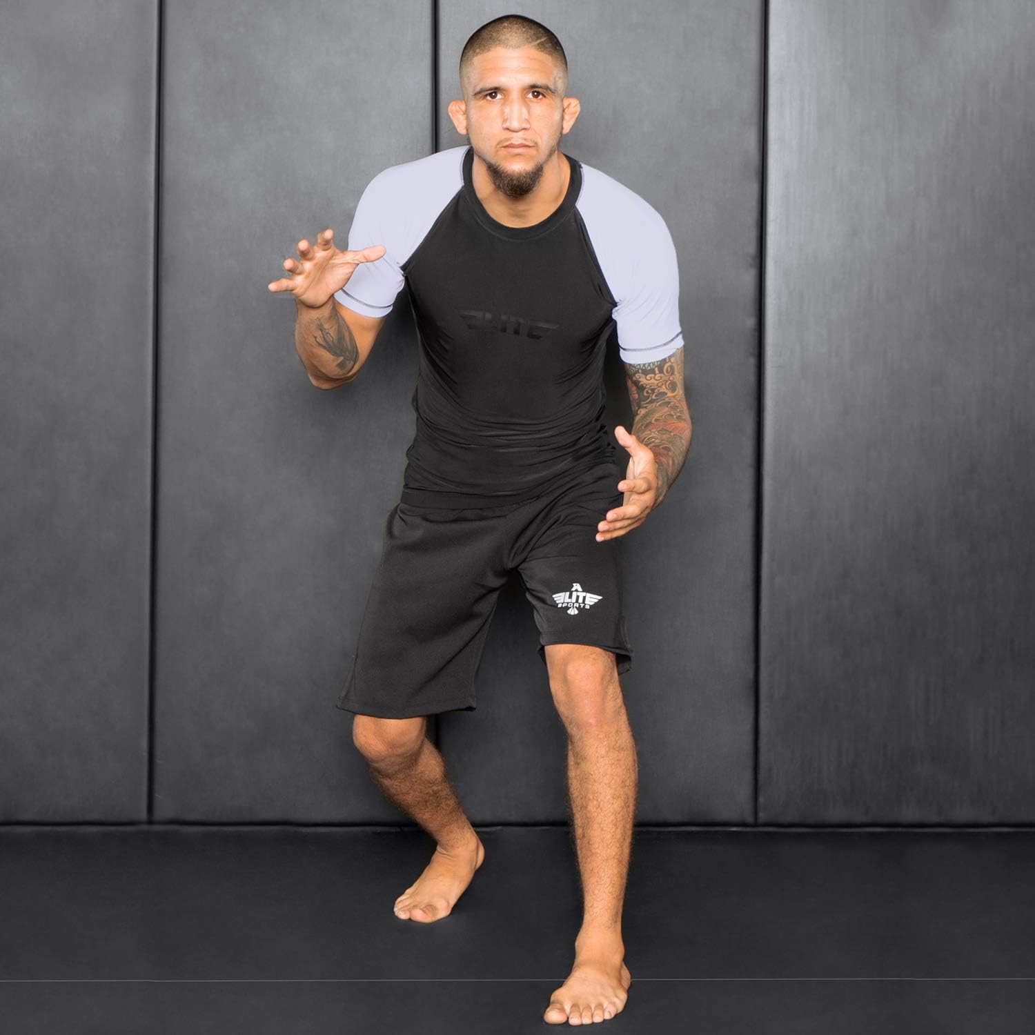 Elite Sports BJJ Jiu Jitsu Rash Guards, Men’s BJJ, No GI, MMA Ranked Short Sleeve Compression Base Layer Rash Guard : Clothing