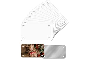 XIHEYOMI 7"x4"10 Pack Sublimation License Plate Blanks, White Mini Heat Thermal Transfer Sheet DIY Picture, Metal Aluminum Custom License Plate Tag for Kids Toy Car, Golf Cart Accessories, Bike and Mopeds