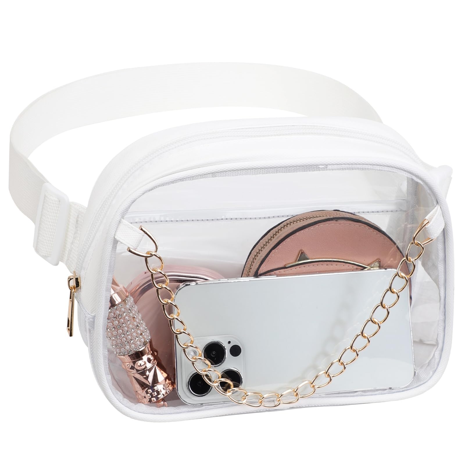 Photo 1 of TINYAT Clear Fanny Pack Stadium Approved Clear Belt Bag for Women See Through Waist Bag Crossbody Purse for Events Concerts