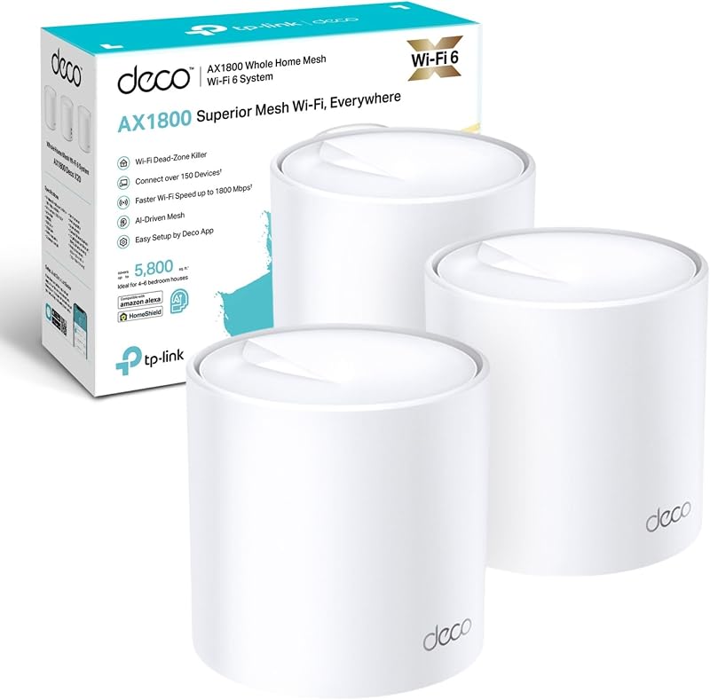 TP-Link Deco X20 AX1800 Mesh WiFi 6 System 3 Pack Whole Home Coverage 150+
