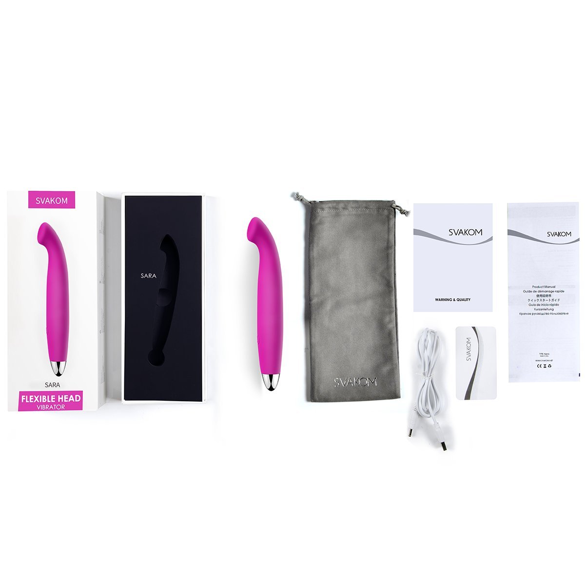 SVAKOM SARA Rechargeable G-Spot Vibrating Vibrator Powerful Vagina and Clitoris Stimulator Dildos Massager for Women or Couples (Purple)