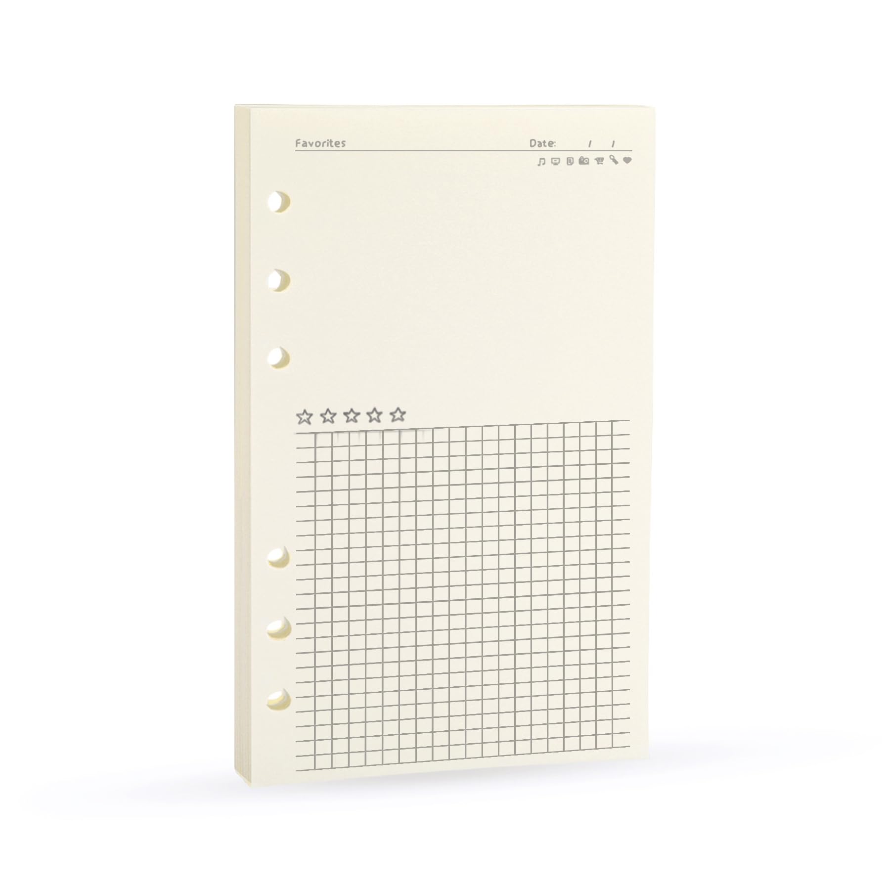 Harphia A5 A6 Loose Leaf Notebook Refill Spiral Binder Planner Inner Page Inside Paper Dairy Weekly Monthly Plan To do Line Dot grid (Notepad, A6-17x9.4cm)