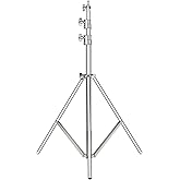 NEEWER 118"/3m Stainless Steel Light Stand, Spring Cushioned Heavy Duty Photography Tripod Stand with 1/4” to 3/8” Universal 