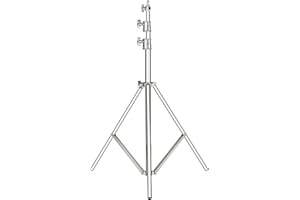 NEEWER 118"/3m Stainless Steel Light Stand, Spring Cushioned Heavy Duty Photography Tripod Stand with 1/4” to 3/8” Universal 