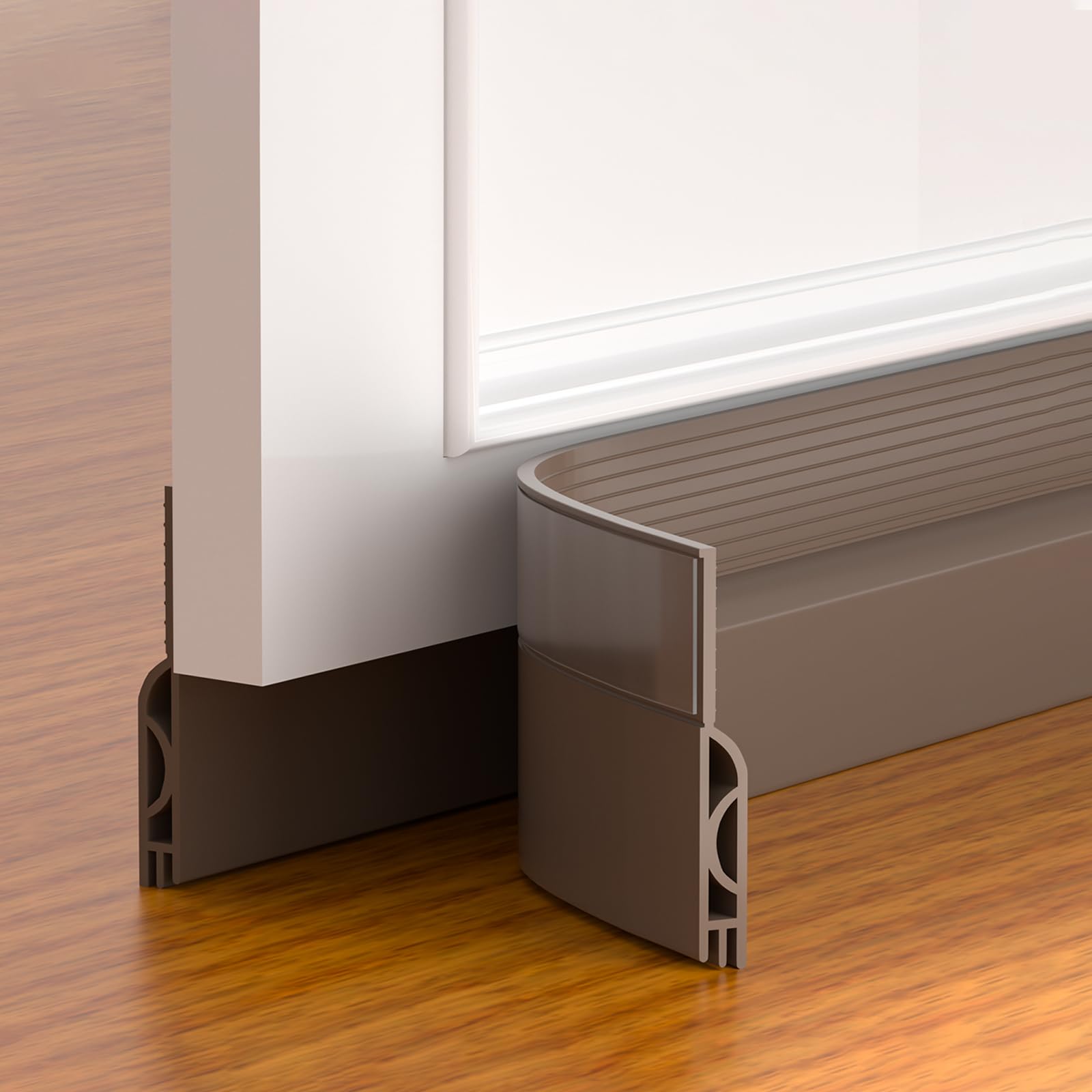 Pundin Door Draft Stopper,Adjustable Door Sweep for Bottom of Door,Silicone Weather Stripping Door Bottom Seal Blocker Air Noise,Under Door Gap Filler for Interior/Exterior Doors(Brown, 78inch)