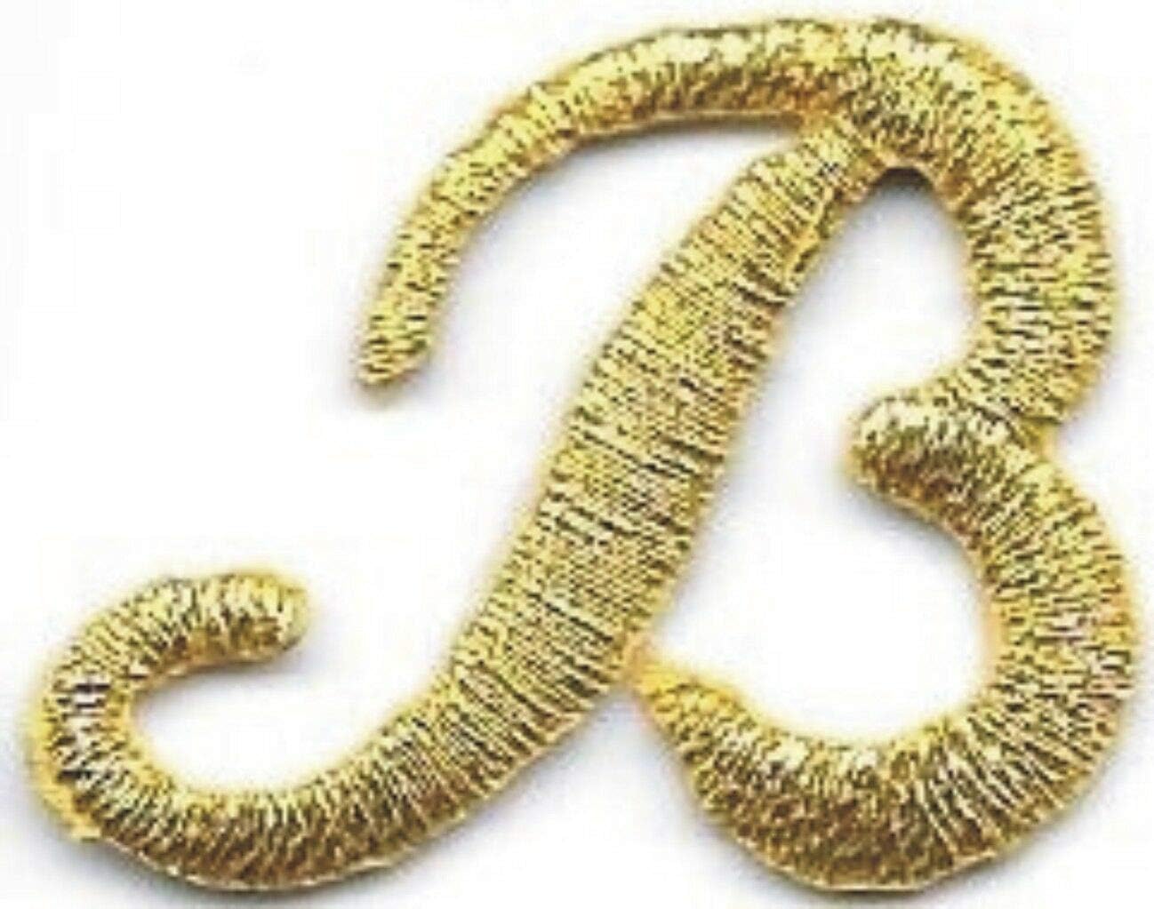 Amazon Com 1 1 8 Fancy Metallic Gold Script Cursive Alphabet Letter B Embroidered Patch Arts Crafts Sewing