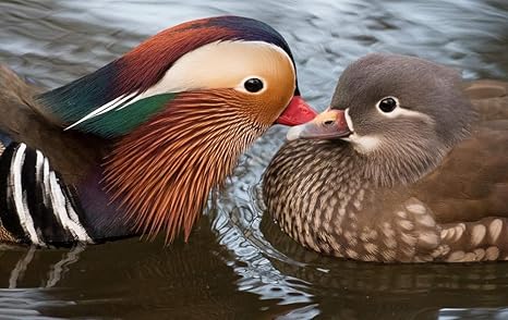 Amazon Com Kaohun Two Birds Mandarin Duck Water Animal Picture Art Canvas Print Poster Home Wall Decor 36x24 Inches Posters Prints