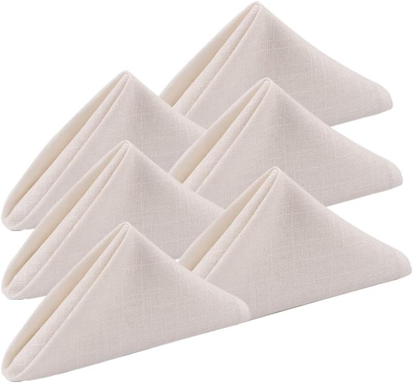 KOFFOTA Linen Cloth Napkins for Dinner,Set of 6.Thick Linen Table Napkins Kitchen Decorations. Gifts for Rustic Farmhouse Parties,Everyday Family use, Table Decorations,Restaurants.(Ivory,1515