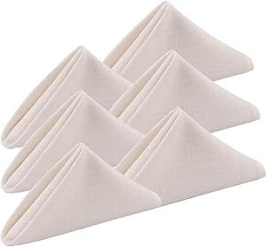 KOFFOTA Linen Cloth Napkins for Dinner,Set of 6.Thick Linen Table Napkins Kitchen Decorations. Gifts for Rustic Farmhouse Parties,Everyday Family use, Table Decorations,Restaurants.(Ivory,1515