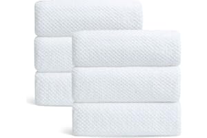 SMUGE Ultra Soft Towel Set of 6, White Microfiber Big Bath Towel Sheets 28x55 Inches, Luxury Plush Towels- Waffle Weave Design,Highly Absorbent,Quick Dry,Premium Quality Towel Set for Bathroom