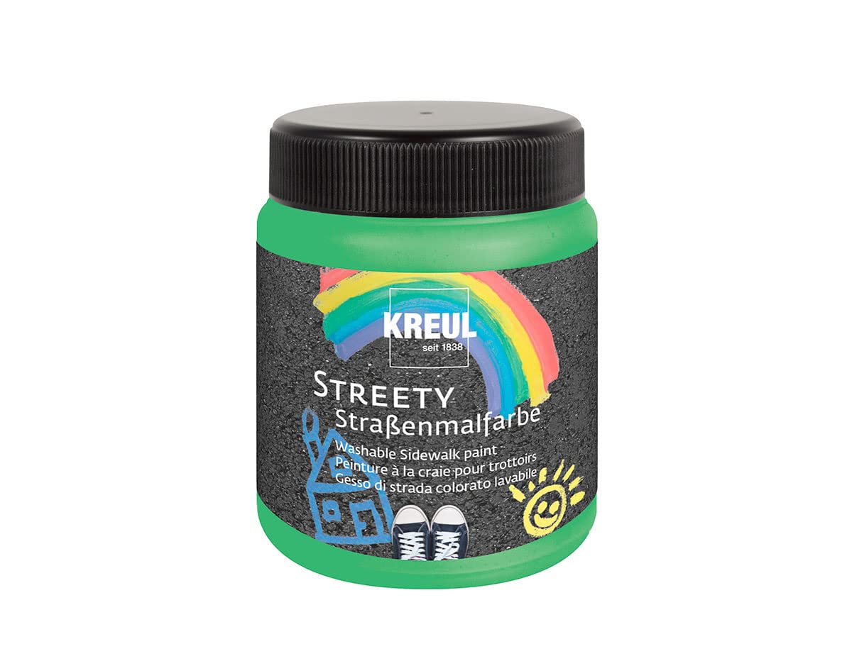 Kreul Streety 43104 Street Paint in Grass Straw Green, 200 ml, Washable Liquid Chalk for Painting with Brush or Roller, Liquid Street Chalk, Vegan, Dermatologically Tested, Washable