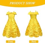 Vicloon Princess Belle Costume Dress 9Pcs Kids Dress Up Set Yellow Crown Wand view 4