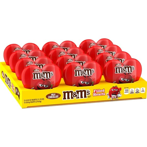 M&M’S MILK CHOCOLATE CANDY, 0.93 OZ HEART BOX (PACK OF 12)