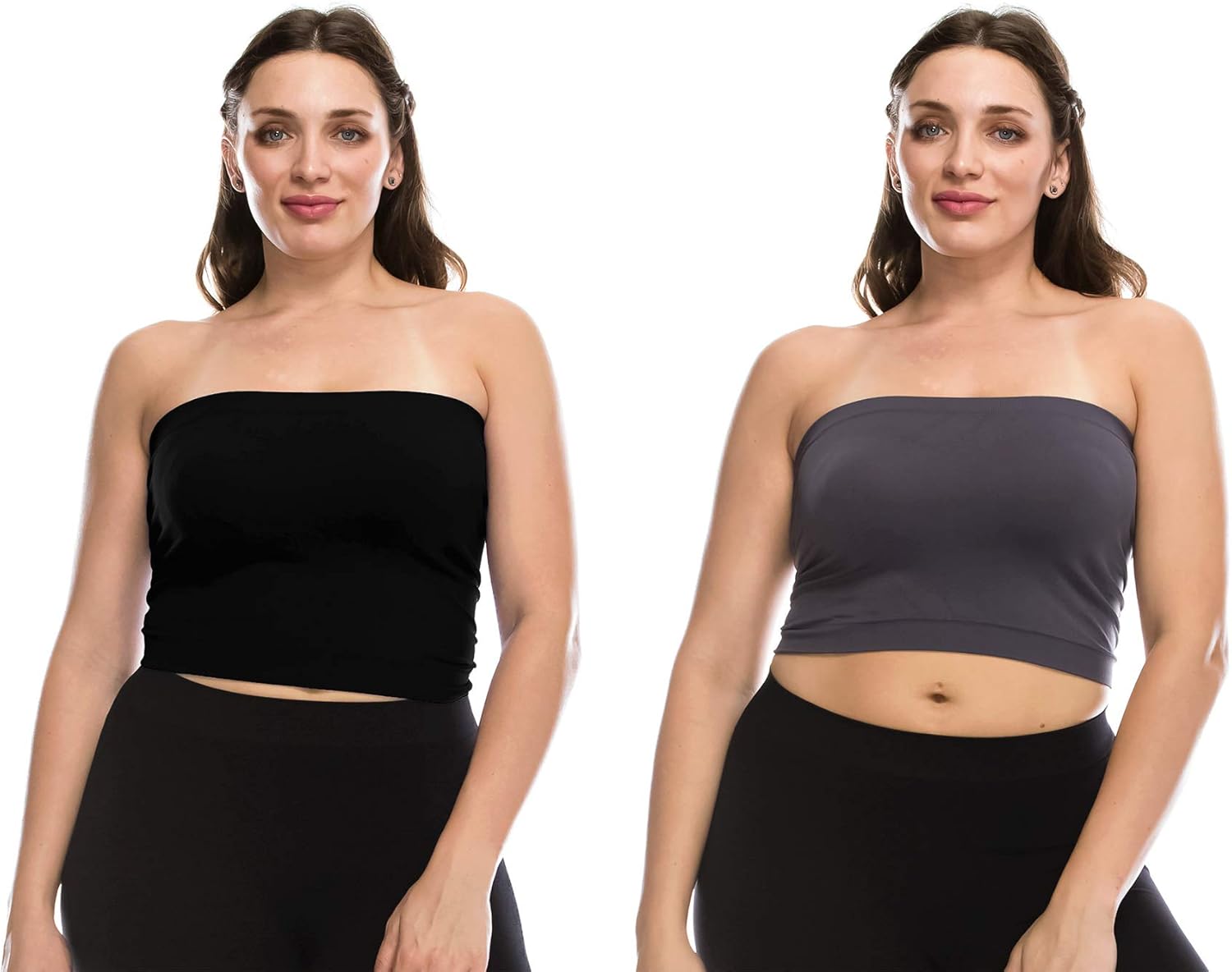 Kurve Women’s Plus Size Bandeau - Strapless Tube Top Stretchy Seamless Sexy Crop Tank Tops, UV Protective Fabric UPF 50+ (Made in USA) at  Women’s Clothing store