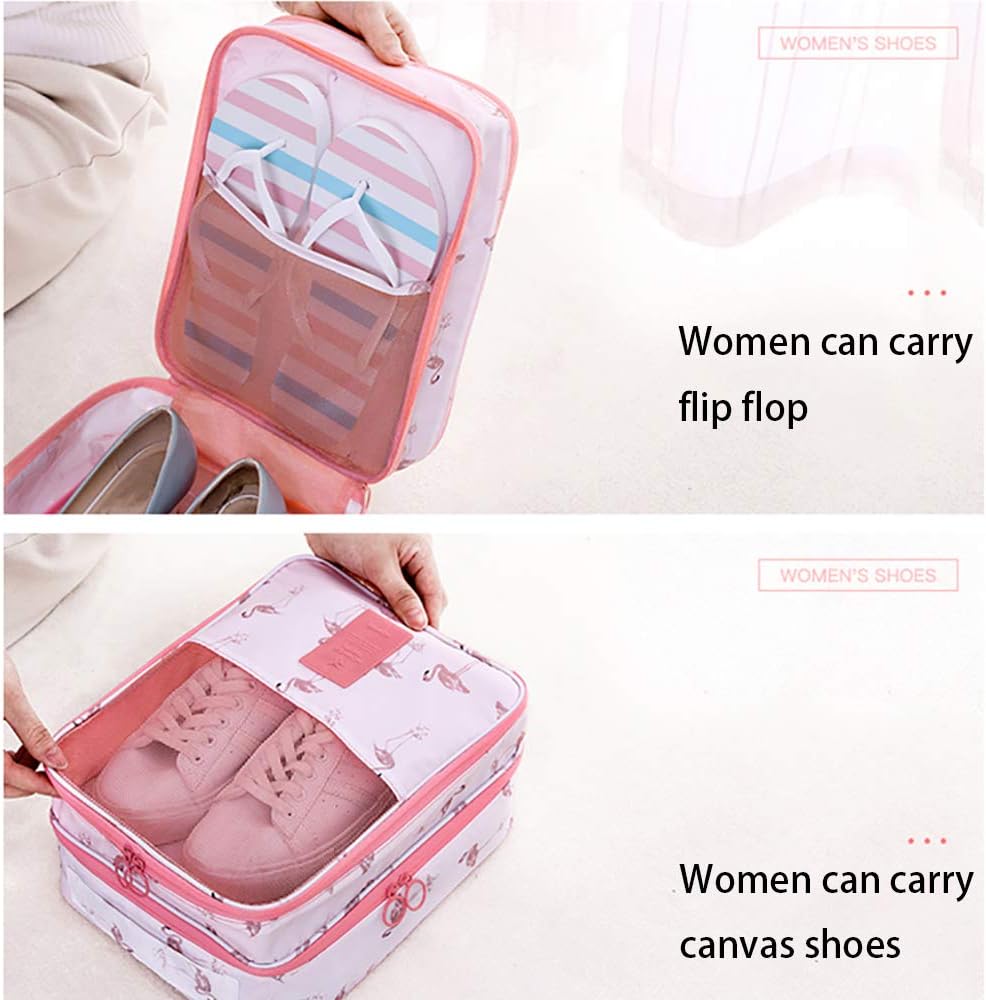 AINAAN Storage Bag Holds 3 Pair of Shoes for Travel and Daily Use，Waterproof （Pink）: Sports & Outdoors