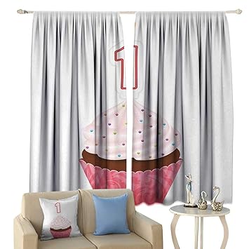 Amazon Com 1st Birthday Room Darkening Wide Curtains Kitchen