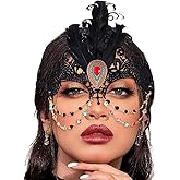 Tgirls Masquerade Mask for Women Sexy Black Lace Mask Costume Feather Crystal Party Masks