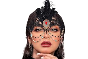 Tgirls Masquerade Mask for Women Sexy Black Lace Mask Costume Feather Crystal Party Masks