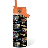 Truck Gifts for Kids - 16 Oz Kids Water Bottle with Straw Lid, Stainless Steel Insulated Tumbler, Leak Proof, BPA-Free, for Girls, School, Travel - Truck Lovers Children Birthday Gifts Cups(1pc)