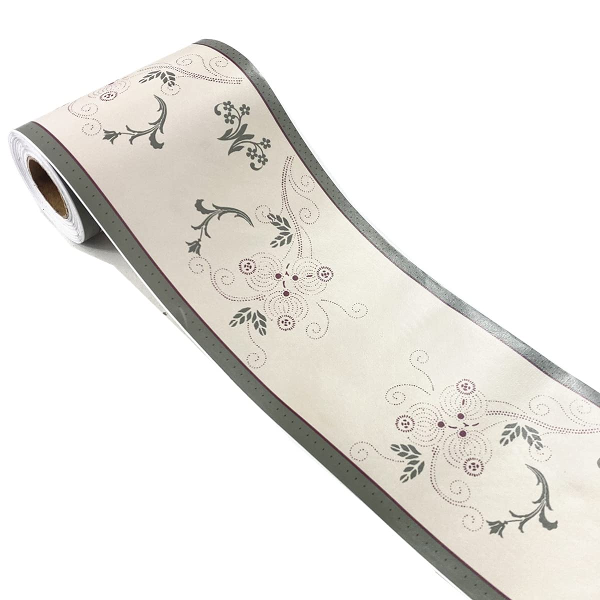 WDragon Simple Grey Vine Foral Pattern Wallpaper Border Peel Stick Wall Decal Sticker Bathroom Kitchen Ceiling Border,Waterproof Removable 10cm by 10meters