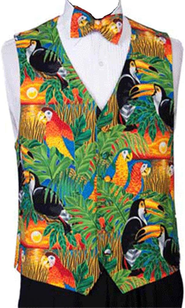 Birds of A Feather Jungle Theme Tuxedo Vest and Bow Tie