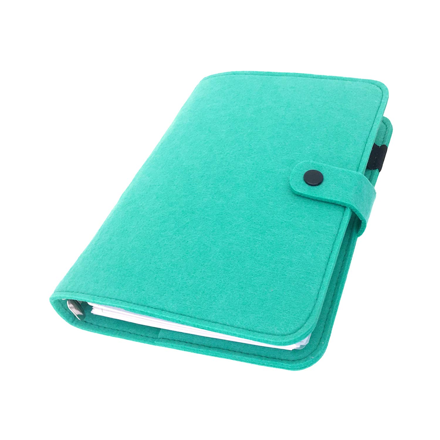 A6/ A5 6-Holes Felt Cover Round Ring View Binder File Folder for Loose Leaf Sheet Protectors/Binder Cover Protector, Aqua Mint, A5 Combo