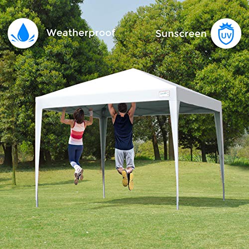 Quictent 10x10 Pop up Canopy Tent Commercial Instant Gazebo Party Tent Waterproof with Wheeled Carry Bag (White)