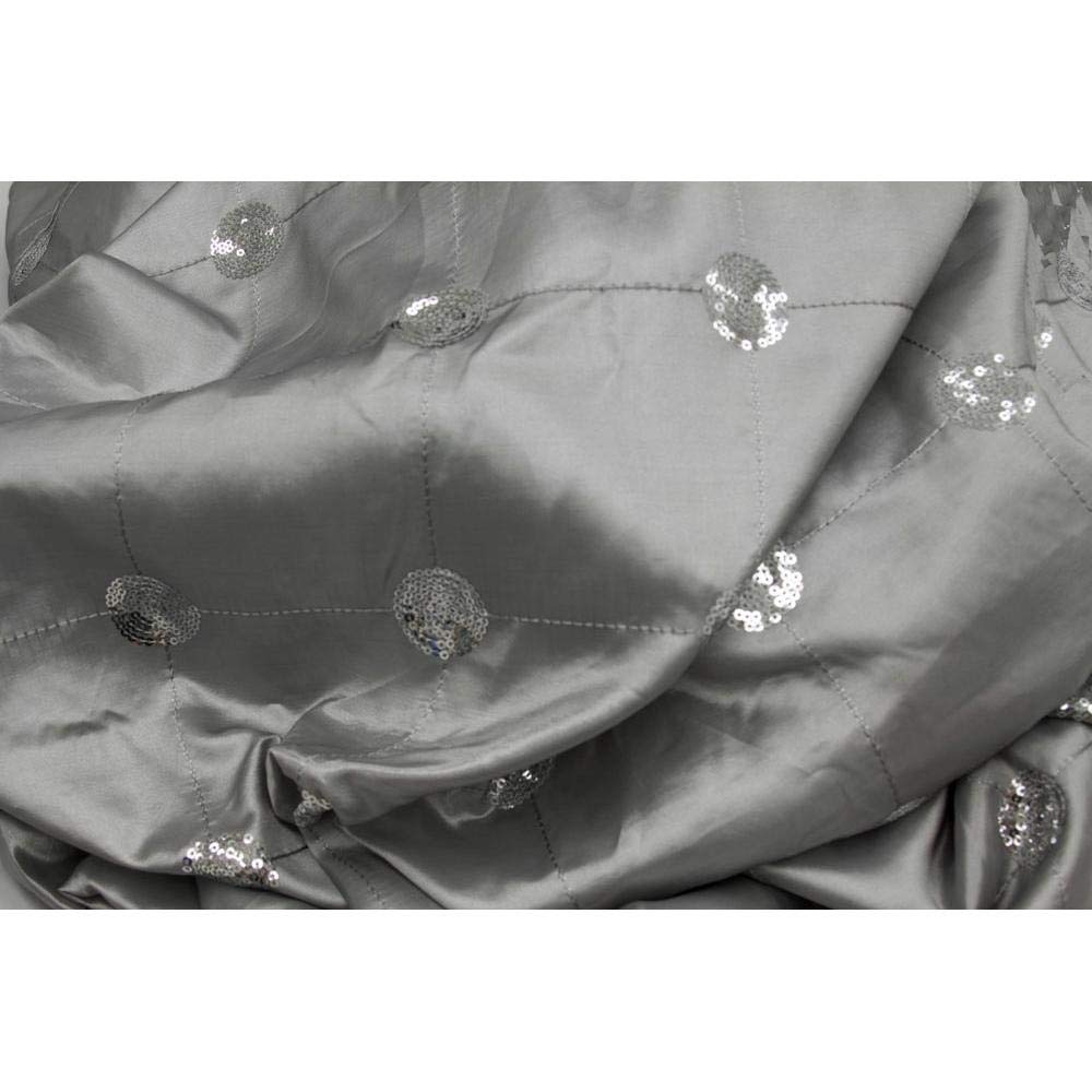 RCZ Decor 6450us Sequin Embroidery Taffeta Tablecloth-229cm x 396cm | Silver | 1 Pc Tablecloth