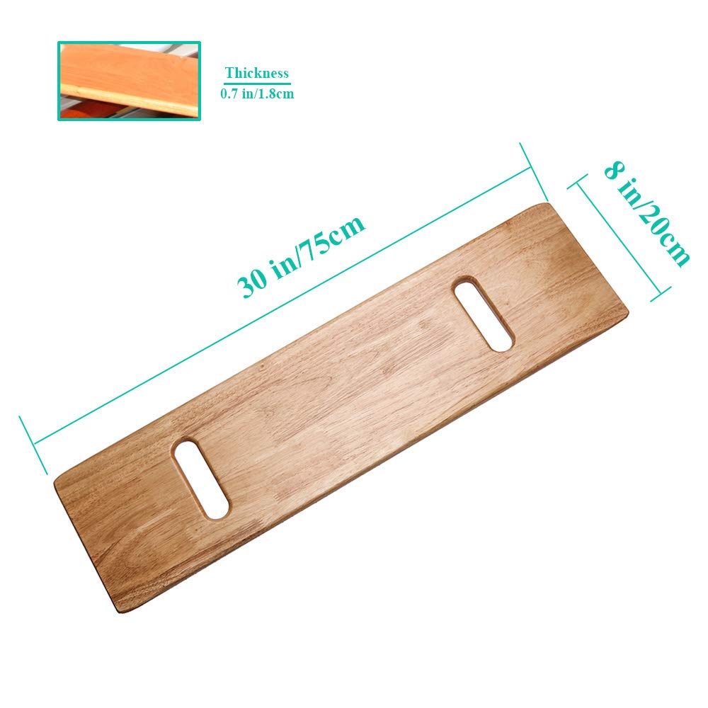 Wooden Slide Transfer Board with Handles, 500 lb Capacity Heavy Duty Slide Boards for Transfers of Seniors and Handicap, 30 x 8 x 0.7