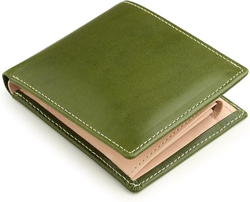 Amazon アビエス Abies L P 日本製 栃木レザー 牛革 二つ折り財布 グリーン Abies L P アビエス 財布