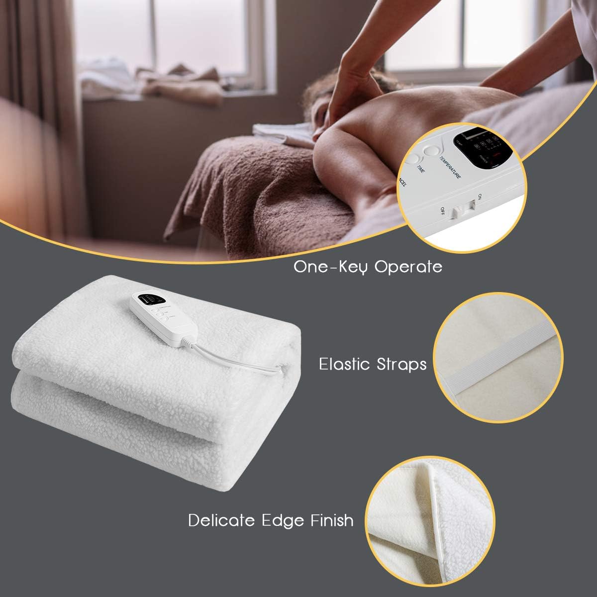 Giantex Massage Table Warmer, Massage Table Heating Pad with 5 Heat Settings, 12 Ft Cord and Overheat Protection, Massage Bed Warmer with Digital Timer for Spa Table: Home & Kitchen