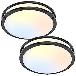 2-Pack 36W LED Ceiling Lights Black, 13inch Flush