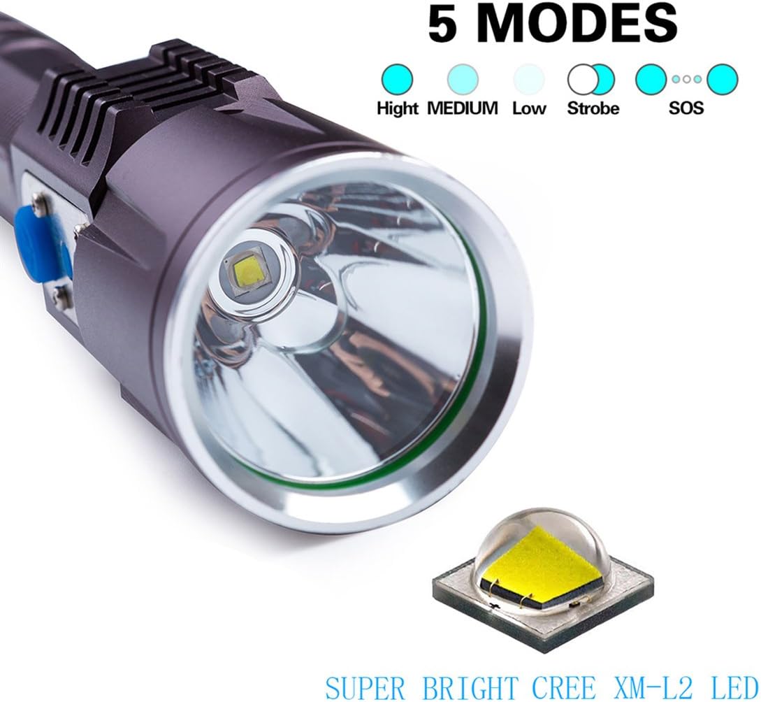 Tactical Flashlight,Genwiss USB Rechargeable Flash Light-Flashights 2000 High Lumens,Super Bright Camping Flashlight,5 Modes Cree L2 Lights,3 Power Indicators Flashlight can Charge Smartphones,Tablet: Sports & Outdoors