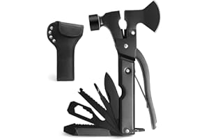 UMEINAC TECH Camping Multitool Accessories Gifts for Men Dad, 18 in 1 Multi Tool Survival Gear with Axe Hammer Pliers Saw Screwdrivers Bottle Opener Whistle & Portable Sheath