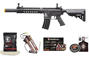 Lancer Tactical Gen 2 SD M4 Polymer (Long Rail)- Full/Semi-Auto Piactinny Rail AEG Rifle with 0.20g BBS, Charger and Battery