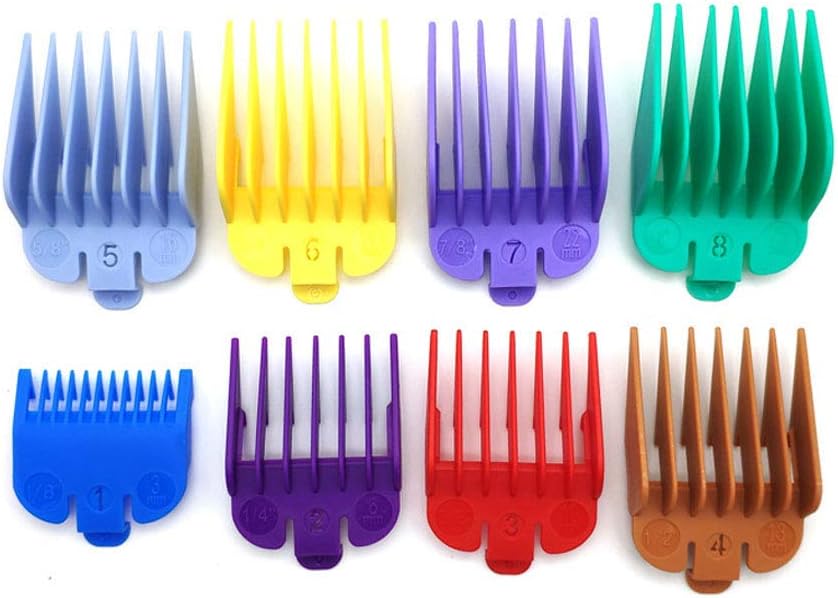 8 Pcs Professional Colorful Hair Clipper Combs Guides, Wahl Replacement