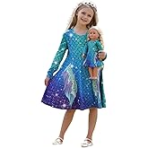 Bow Dream Cute Girl Dress and Matching American Girl Doll Clothes Accessories for Girls Dresses 3-12 Years