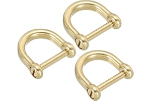PATIKIL D-Ring Shackle, Inside Width Solid Pure Brass U Shape Small Shackles for DIY Leather Craft Replacement