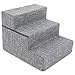 Best Pet Supplies Foldable CertiPUR-US Certified Foam Pet Stairs/Steps, 3-Step (H: 16.5″), Gray Linenthumb 1