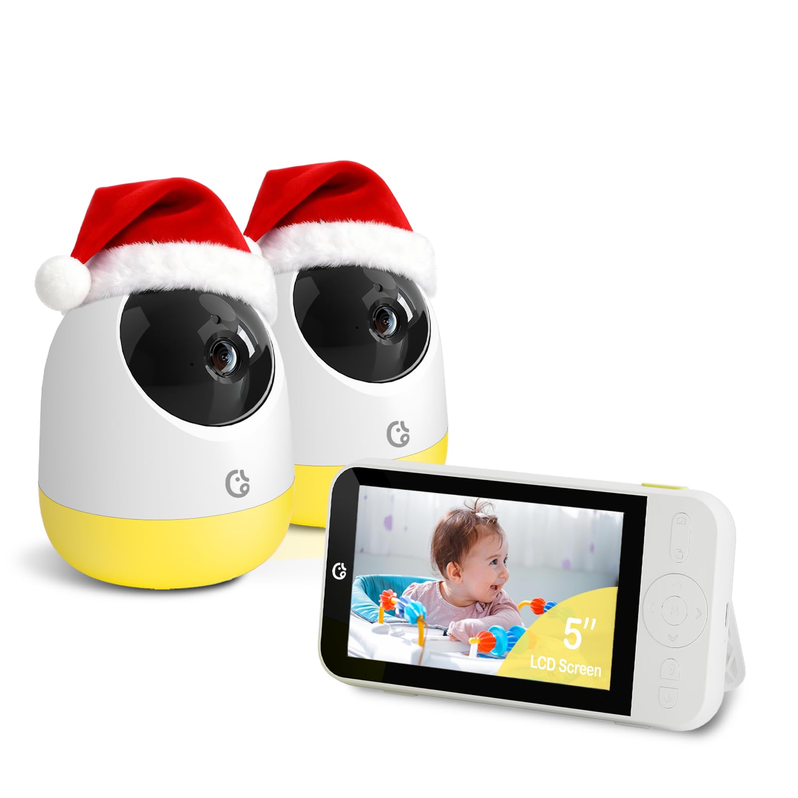 Photo 1 of Ellie Pro Baby Monitor with 2 Cameras,5'' IPS 2K UHD Resolution,6000mAh Battery, Remote Pan-Tilt-5X Zoom, 2-Way Talk,No WiFi, Night Vision, Virtual Fence and 1000ft Range