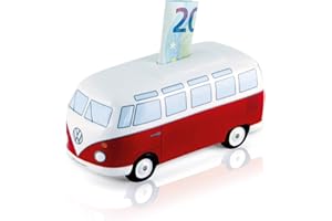 BRISA VW Collection - Volkswagen Savings Bank Piggy Bank Money Coin Box in T1 Bus Samba Design (Classic Bus/Red)