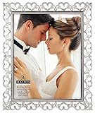 Malden International Designs Enchanted Hearts Pierced Silver with Jewels Picture Frame, 8x10, Silver