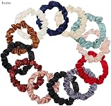 Kuou 12 Pcs Satin Hair Scrunchies Skinny Elastic Hair Ties Soft Silk view 2