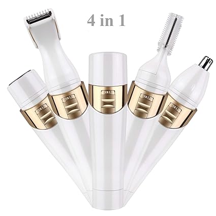 HAIRBY 4 In 1 Epilierer Elektrischer Damenrasierer Haarentfernung Präzisionstrimmer mit 4 Trimmeraufsätze Wasserdicht Haar Tr