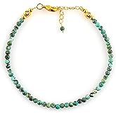 NJCRAFT Minimalist Beaded Bracelet for Women – 2-4mm Micro Faceted Crystal Gemstone Beads | Lightweight 7+1 Inch Adjustable Layering Bracelet