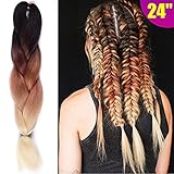 Silike 24'' Jumbo Braid Crochet Hair 3S Braids Afro Jumbo Braiding Hair Extensions(Black/Brown/613)