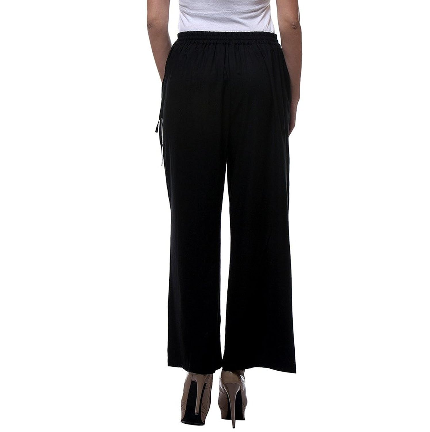 pi world women's rayon plazo (black,free size)